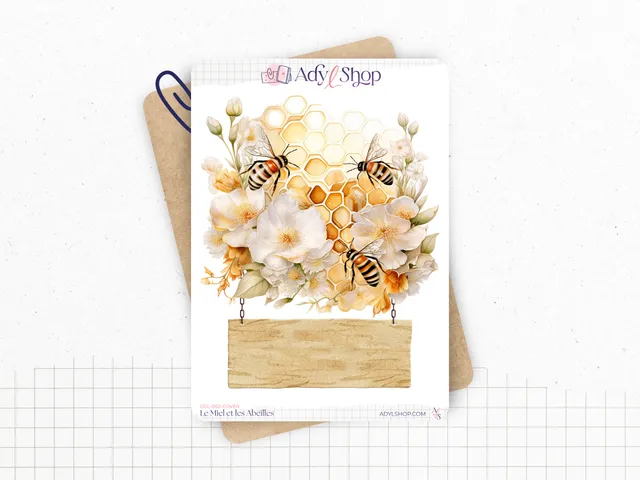 adylshop-le-miel-et-les-abeilles-planche-stickers-page-couverture-miel image 1