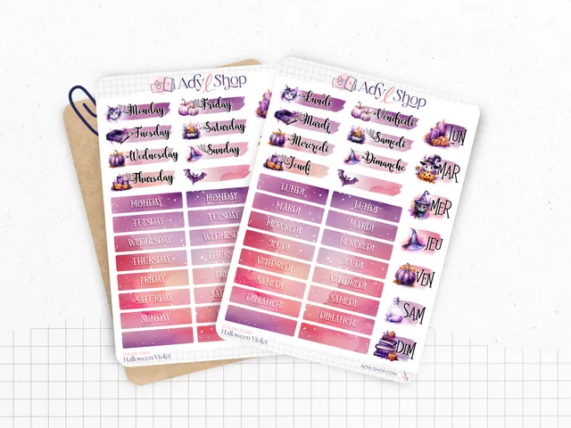 adylshop-halloween-violet-planche-stickers-jours-fran-ais image 1