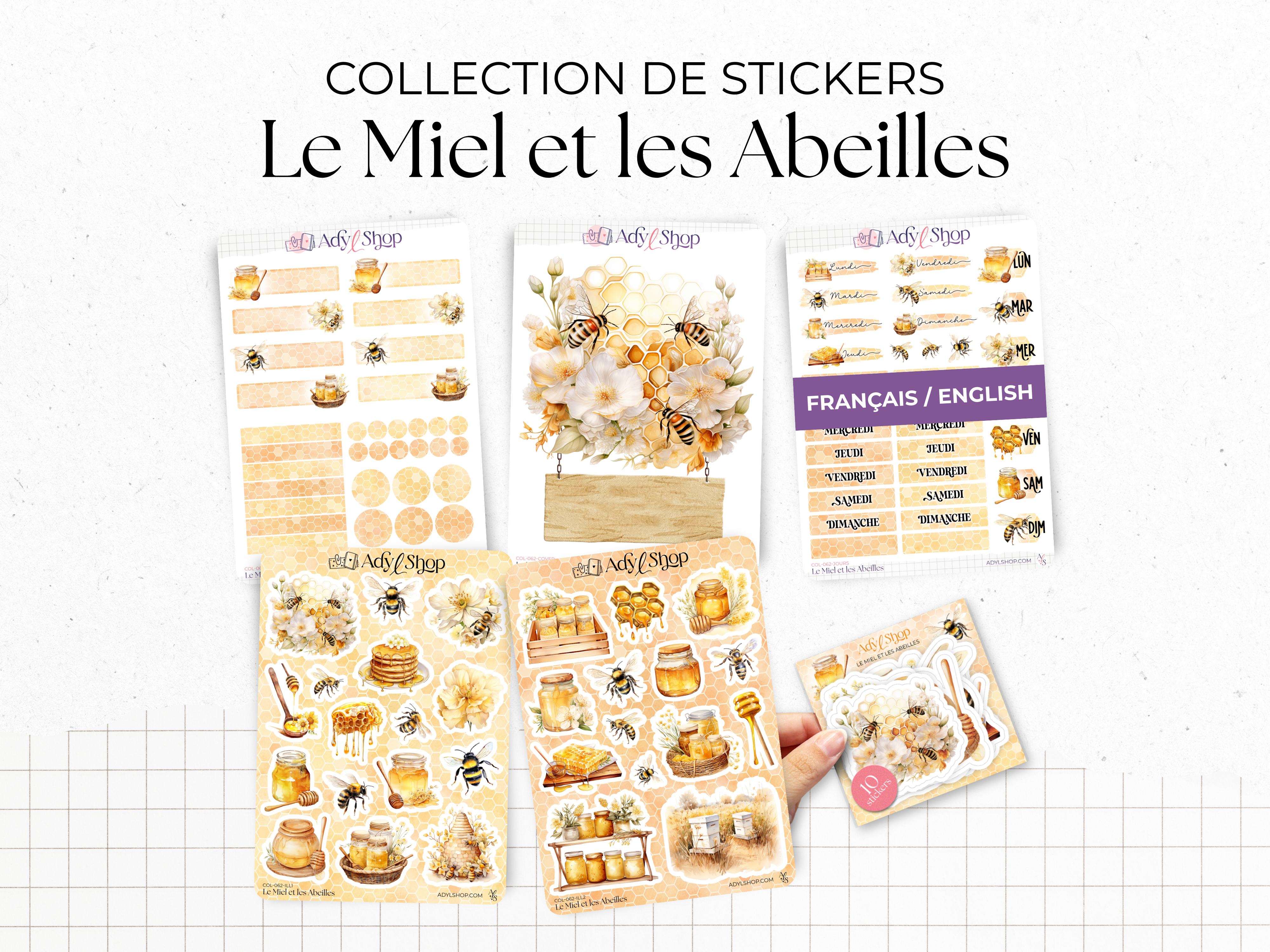 adylshop-miel-et-abeilles-planche-stickers-headers-et-formes-dor-s image 7