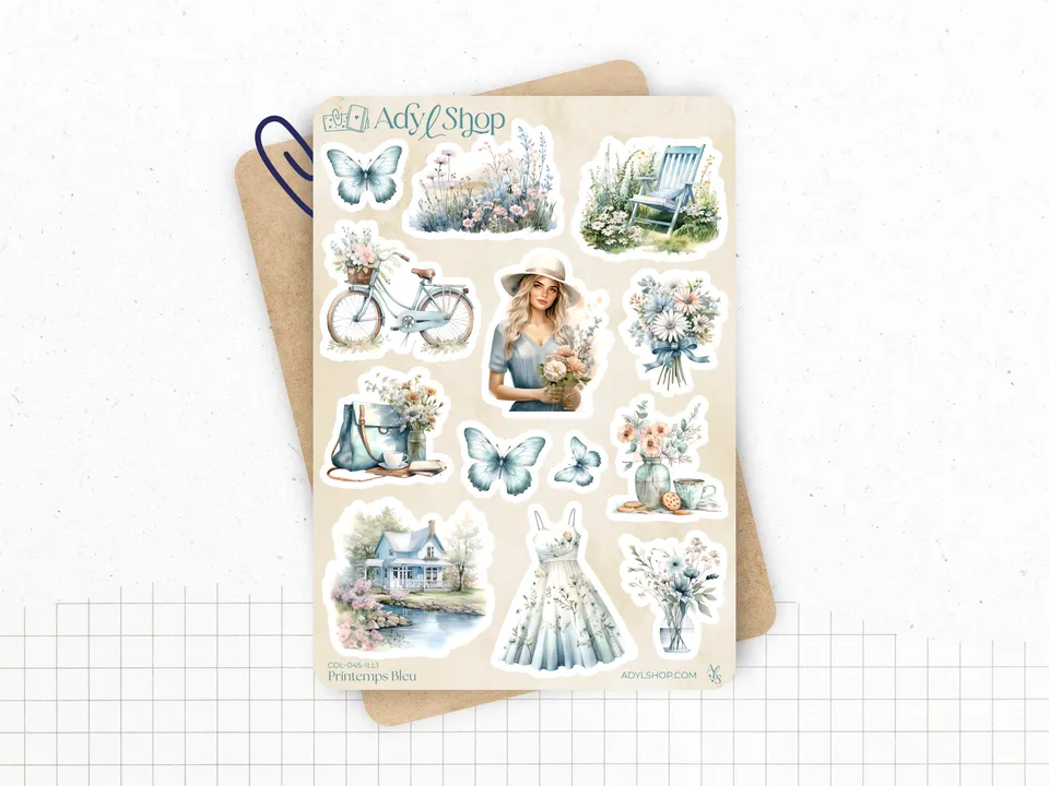 adylshop-printemps-bleu-stickers-fleurs-planche-illustrations-1 image 1