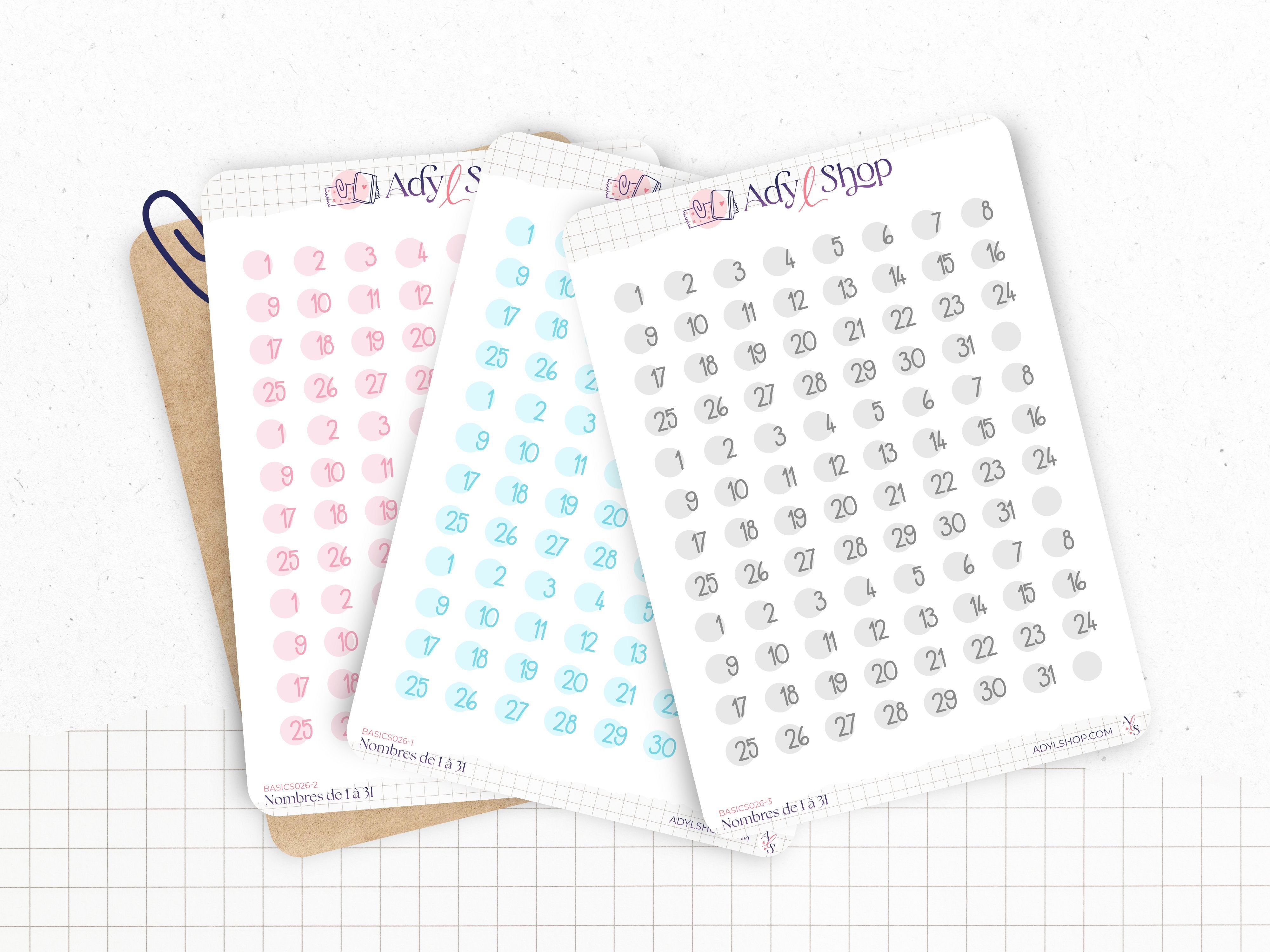 adylshop-stickers-fonctionnels-chiffres-1-31-mini-stickers-ronds-dates image 1
