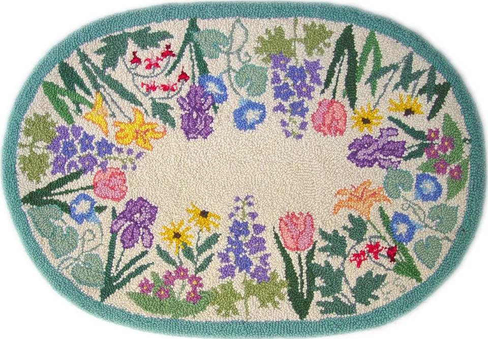 oxford-punch-needle-patterns-oval-garden-flowers-patron-69x99-cm image 1