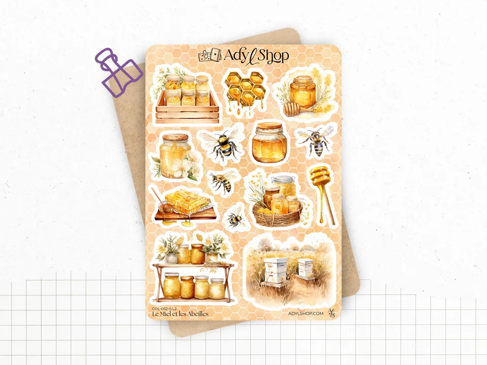 adylshop-stickers-d-coratifs-miel-et-abeilles-illustrations-1-dor image 1