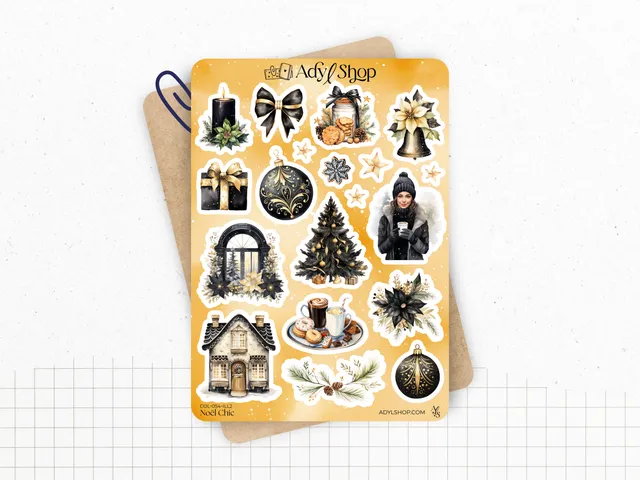 adylshop-no-l-chic-planche-stickers-illustrations-1-noir-or image 1