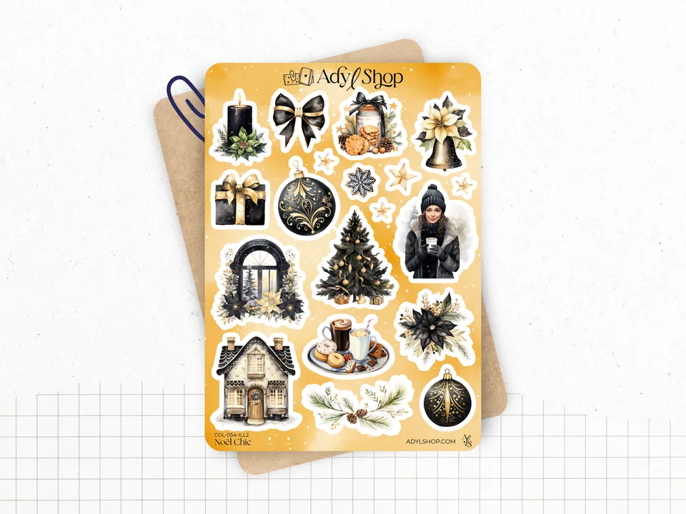 adylshop-no-l-chic-planche-stickers-illustrations-1-noir-or image 1