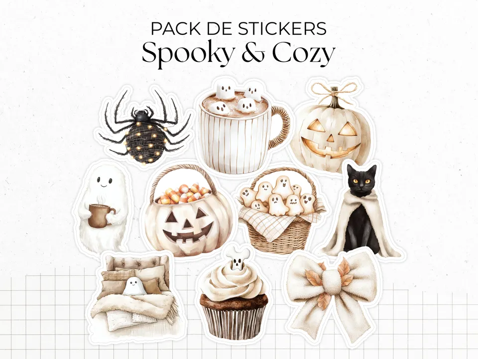 adylshop-spooky-cozy-pack-stickers-halloween-die-cut image 1